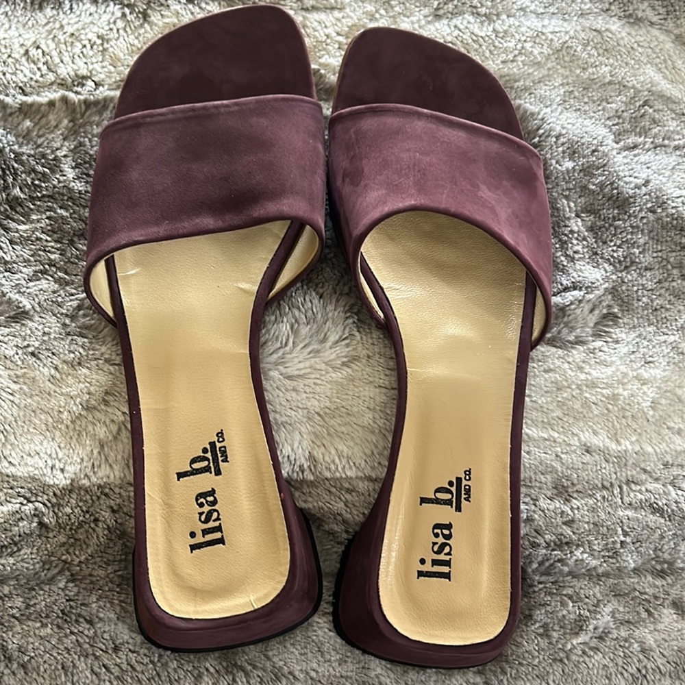 Lisa b suede sandals - eggplant . Gently worn .